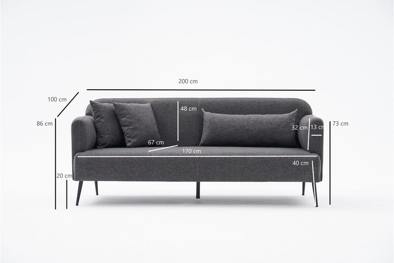 3-seters Sofa Revos - Antrasitt - Møbler - Sofaer - 3 seter sofa