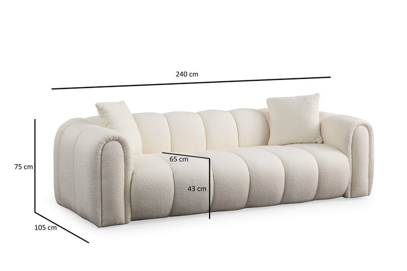 3-seters Sofa Tandinas - Hvit - Møbler - Sofaer - 3 seter sofa