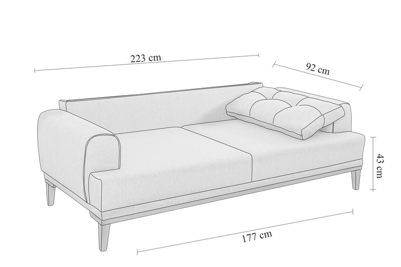 3-seters Sofa Vinadi - Antrasitt - Møbler - Sofaer - 3 seter sofa