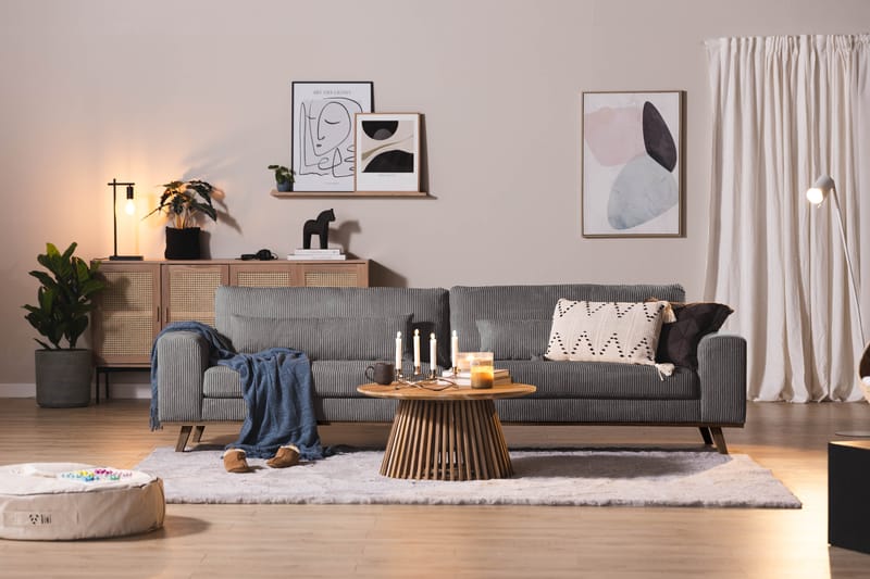 4-seter Sofa Haga Cordfløyel - Grå - Møbler - Sofaer - 4 seter sofa