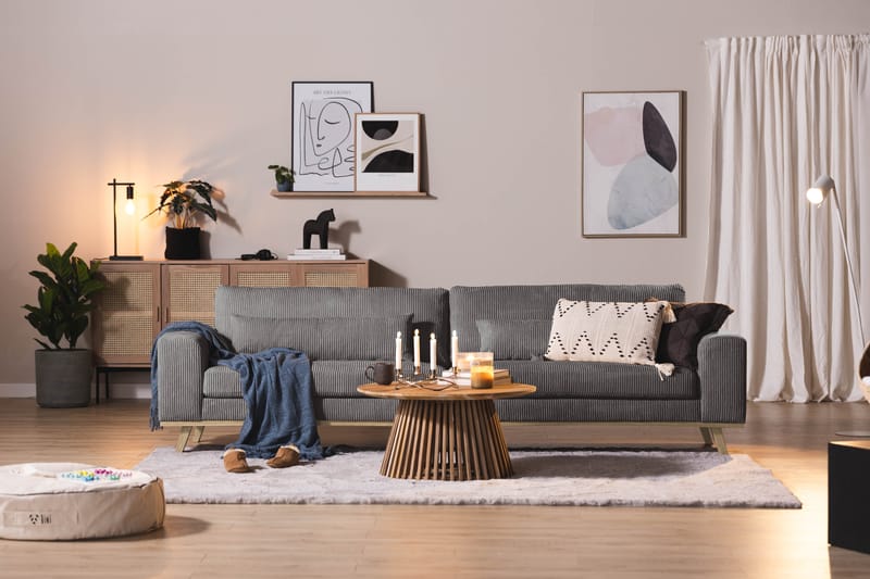 4-seter Sofa Haga Cordfløyel - Grå - Møbler - Sofaer - 4 seter sofa