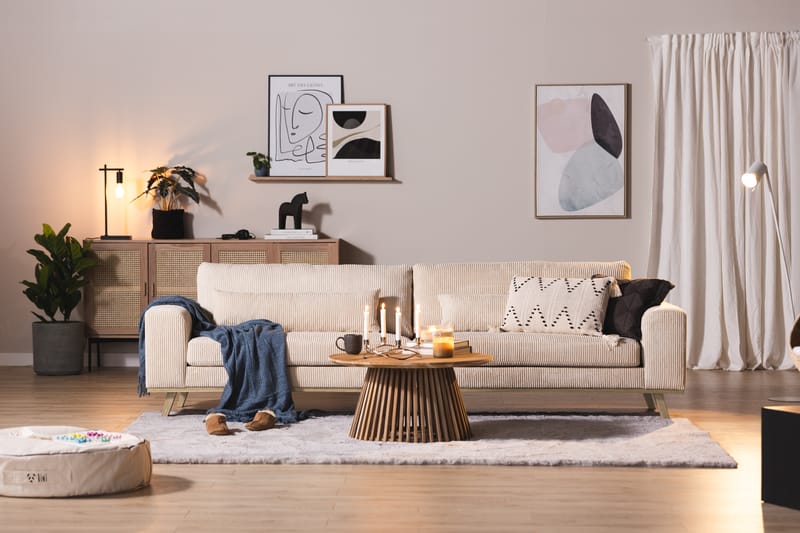 4-seters Cordfløyelsofa Haga - Beige - Møbler - Sofaer - 4 seter sofa