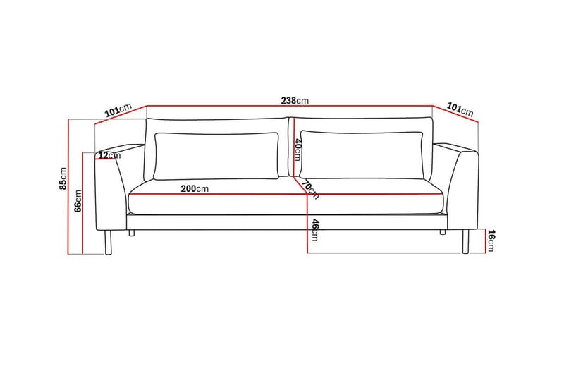 4-seters Sofa Florenz Hel pute - Grå/Beige - Møbler - Sofaer - 4 seter sofa