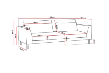 4-seters Sofa Florenz Hel pute - Grå/Beige - Møbler - Sofaer - 4 seter sofa