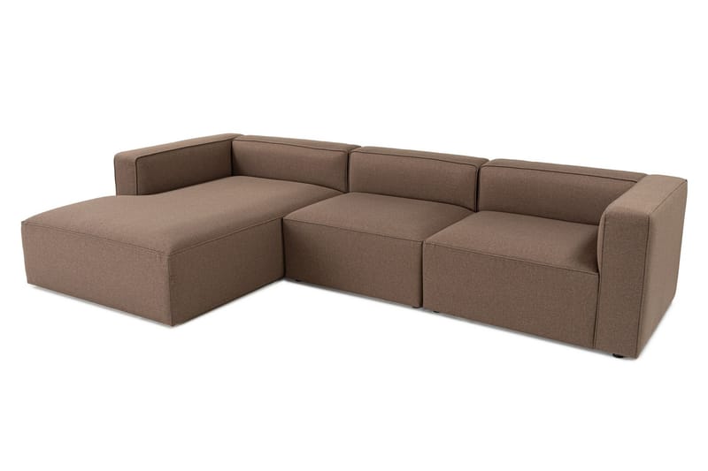 4-seters Sofa med Divan Abbas - Brun - Møbler - Sofaer - Sofaer med sjeselong - 4 seters sofa med divan