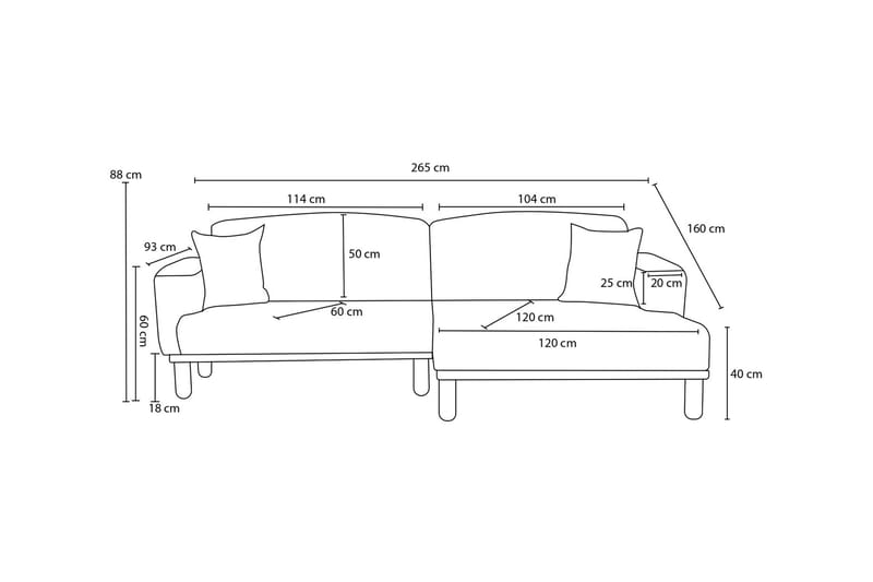 4-seters Sofa med Divan Arman - Antrasitt - Møbler - Sofaer - Sofaer med sjeselong - 4 seters sofa med divan