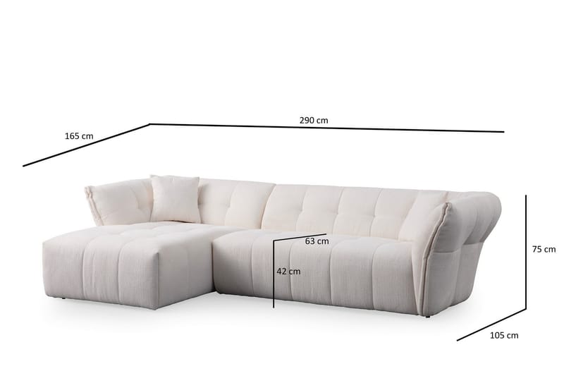 4-seters Sofa med Divan Azzo - Hvit - Møbler - Sofaer - Sofaer med sjeselong - 4 seters sofa med divan