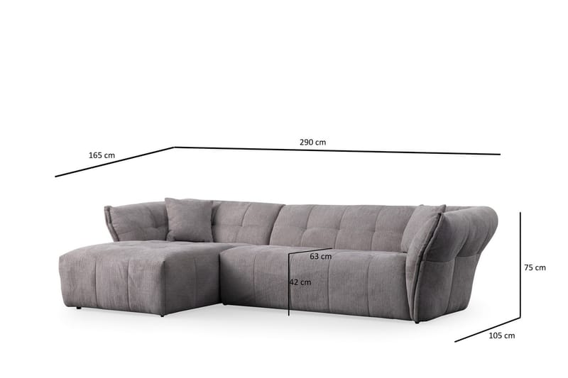 4-seters Sofa med Divan Azzo - Lysegrå - Møbler - Sofaer - Sofaer med sjeselong - 4 seters sofa med divan