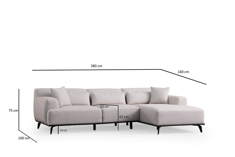 4-seters Sofa med Divan Jaguar - Hvit - Møbler - Sofaer - Sofaer med sjeselong - 4 seters sofa med divan