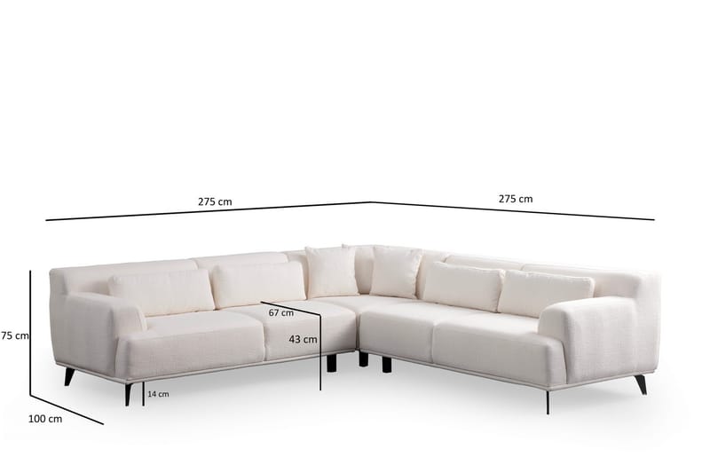 4-seters Sofa med Divan Jaguar - Hvit - Møbler - Sofaer - Sofaer med sjeselong - 4 seters sofa med divan