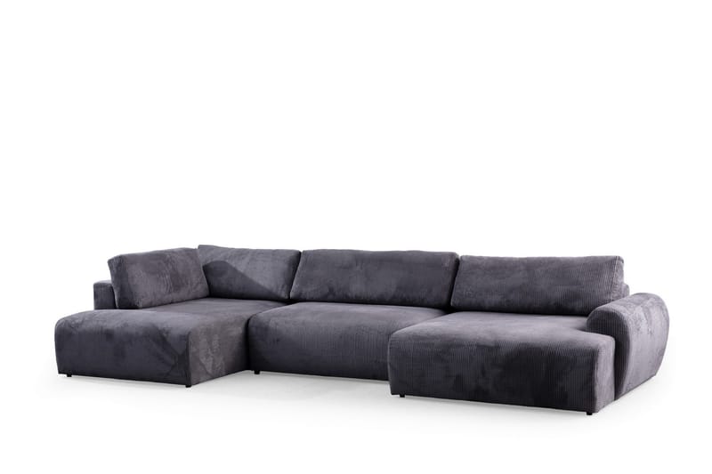 4-seters Sofa med Divan Nautima - Antrasitt - Møbler - Sofaer - Sofaer med sjeselong - 4 seters sofa med divan