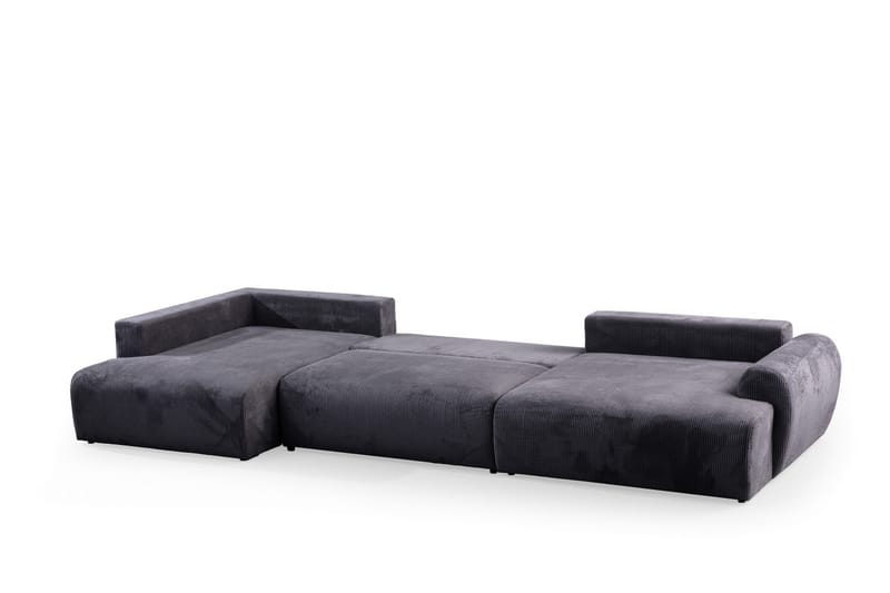 4-seters Sofa med Divan Nautima - Antrasitt - Møbler - Sofaer - Sofaer med sjeselong - 4 seters sofa med divan