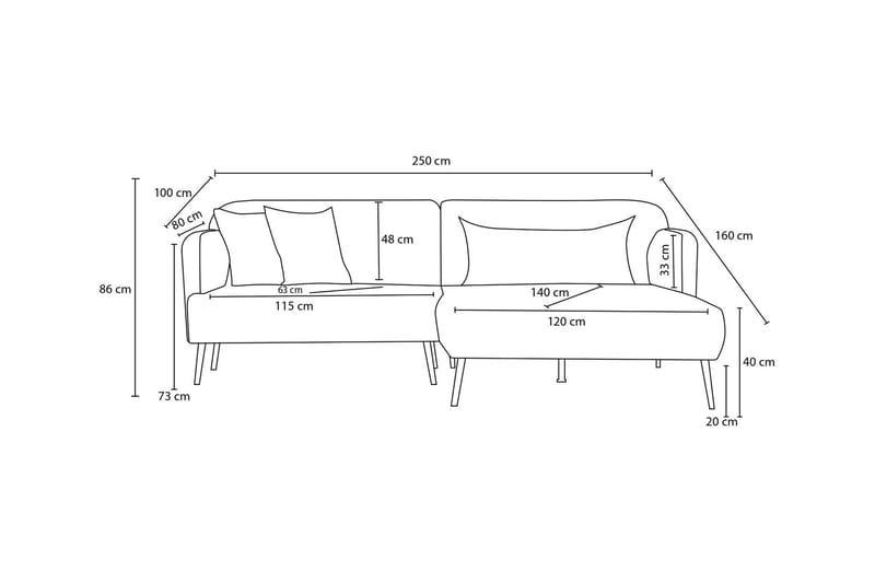 4-seters Sofa med Divan Revos - Antrasitt - Møbler - Sofaer - Sofaer med sjeselong - 4 seters sofa med divan