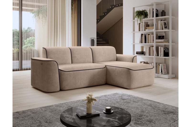 4-seters Sofa med Divan Ume - Beige - Møbler - Sofaer - Sofaer med sjeselong - 4 seters sofa med divan