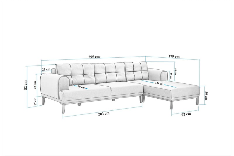 4-seters Sofa med Divan Vinadi - Antrasitt - Møbler - Sofaer - Sofaer med sjeselong - 4 seters sofa med divan