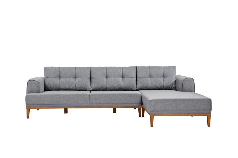 4-seters Sofa med Divan Vinadi - Grå - Møbler - Sofaer - Sofaer med sjeselong - 4 seters sofa med divan