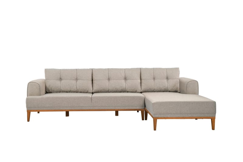 4-seters Sofa med Divan Vinadi - Krem - Møbler - Sofaer - Sofaer med sjeselong - 4 seters sofa med divan