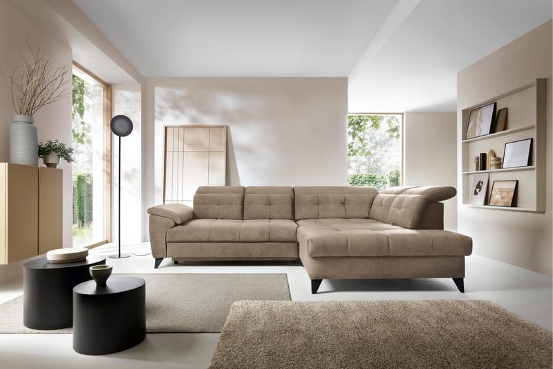 5-seters Sofa med Sjeselong Inferne - Mørk beige - Møbler - Sofaer - Sofaer med sjeselong