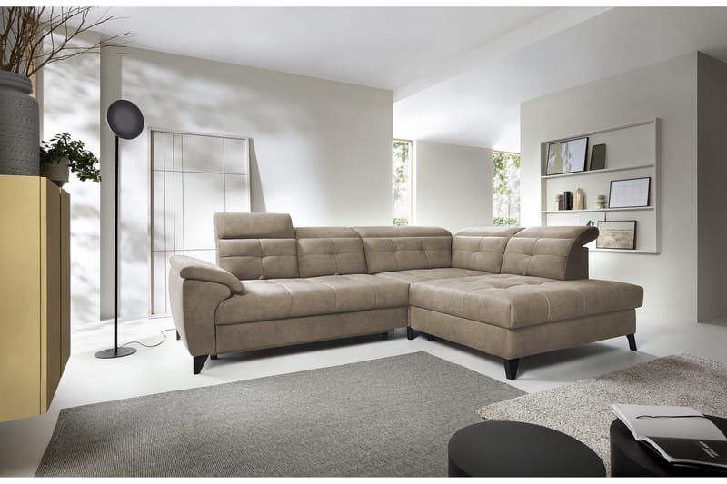 5-seters Sofa med Sjeselong Inferne - Mørk beige - Møbler - Sofaer - Sofaer med sjeselong