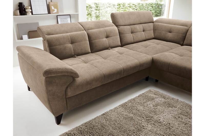 5-seters Sofa med Sjeselong Inferne - Mørk beige - Møbler - Sofaer - Sofaer med sjeselong