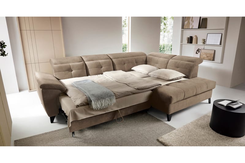 5-seters Sofa med Sjeselong Inferne - Mørk beige - Møbler - Sofaer - Sofaer med sjeselong