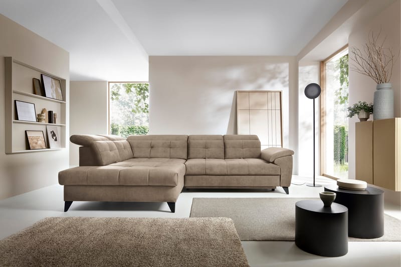 5-seters Sofa med Sjeselong Inferne - Mørk beige - Møbler - Sofaer - Sofaer med sjeselong