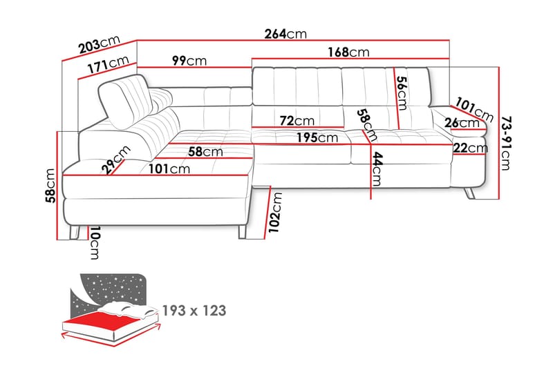 Amshyttan Sofa med Sjeselong 3-seter - Brun - Møbler - Sofaer - Sofaer med sjeselong - 3 seters sofa med divan