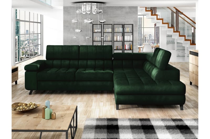 Amshyttan Sofa med Sjeselong 3-seter - Grønn - Møbler - Sofaer - Sofaer med sjeselong - 3 seters sofa med divan