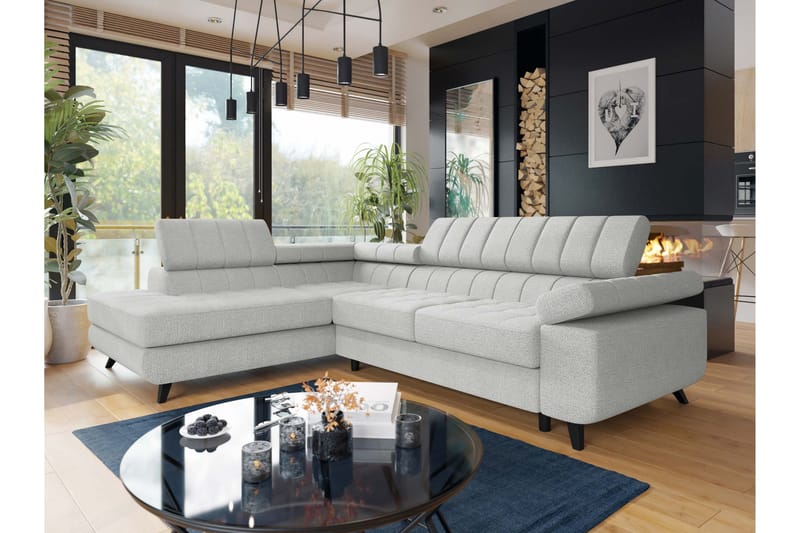 Amshyttan Sofa med Sjeselong 3-seter - Lys grå - Møbler - Sofaer - Sofaer med sjeselong - 3 seters sofa med divan