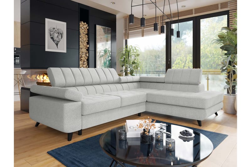 Amshyttan Sofa med Sjeselong 3-seter - Lys grå - Møbler - Sofaer - Sofaer med sjeselong - 3 seters sofa med divan