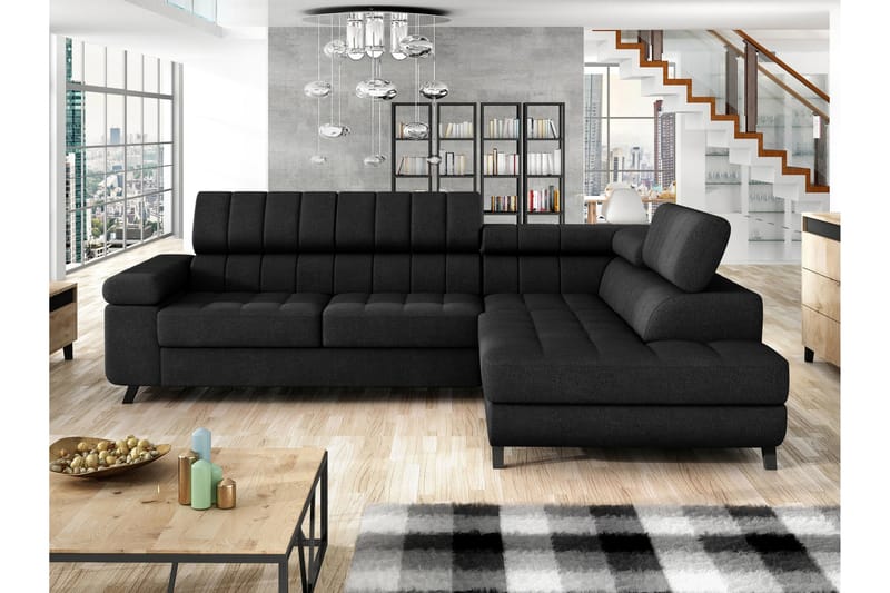 Amshyttan Sofa med Sjeselong 3-seter - Svart - Møbler - Sofaer - Sofaer med sjeselong - 3 seters sofa med divan