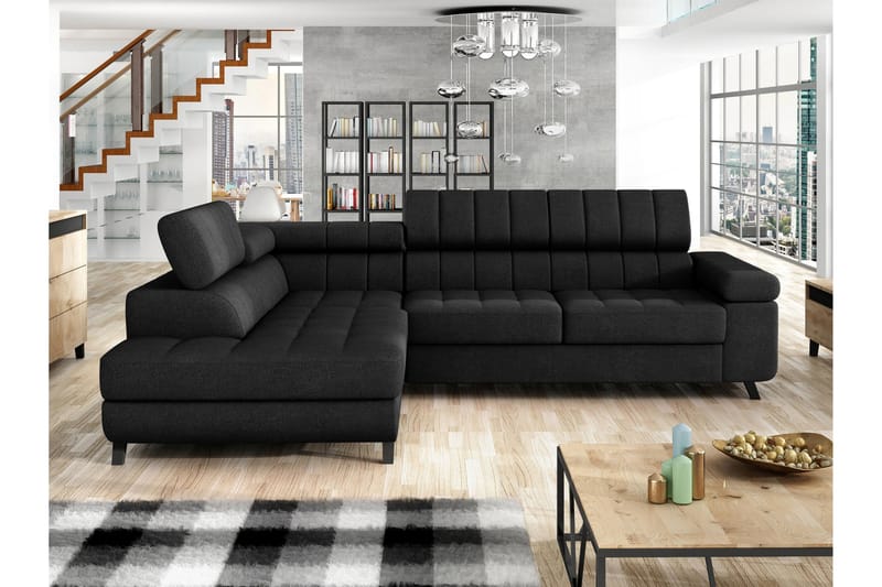 Amshyttan Sofa med Sjeselong 3-seter - Svart - Møbler - Sofaer - Sofaer med sjeselong - 3 seters sofa med divan