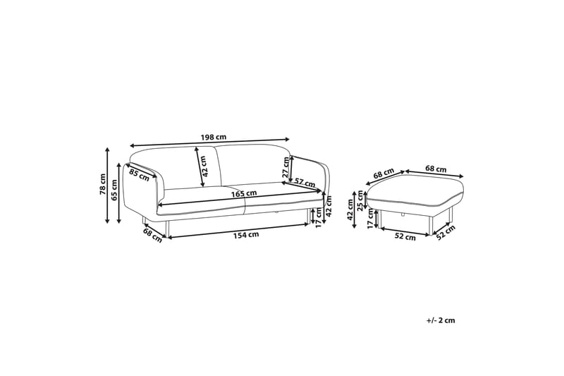 Balint Sofa 3-seter - Hvit/Svart - Møbler - Sofaer - 3 seter sofa