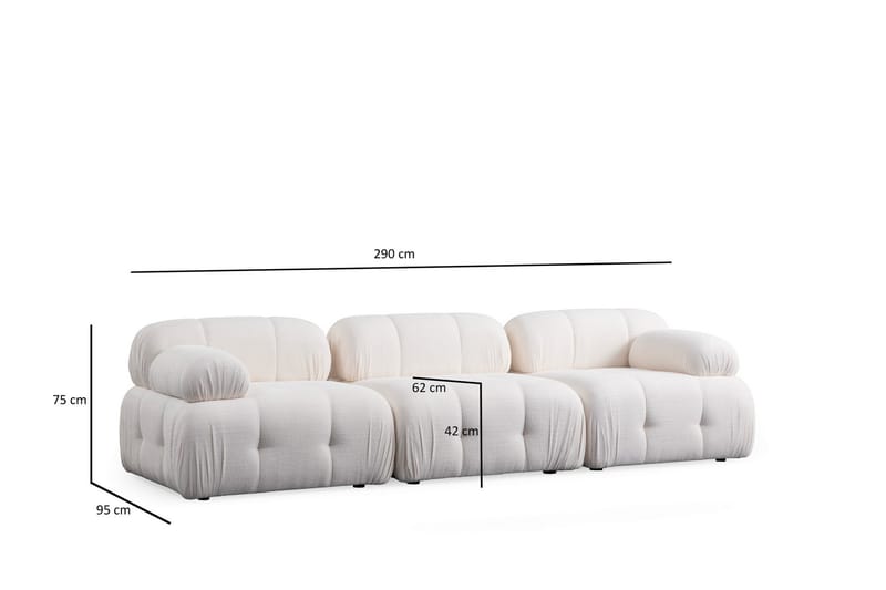 Bengul Sofa 3-seter - Hvit - Møbler - Sofaer - 3 seter sofa