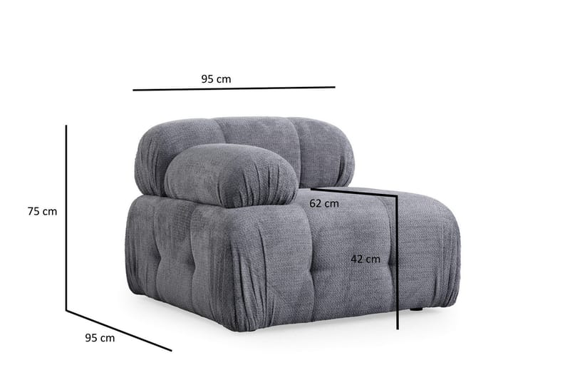 Bengul Sofa med Sjeselong 2-seter - Grå - Møbler - Sofaer - Sofaer med sjeselong - 2 seters sofa med divan