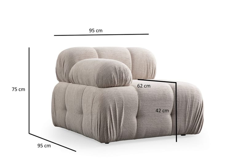 Bengul Sofa med Sjeselong 2-seter - Krem - Møbler - Sofaer - Sofaer med sjeselong - 2 seters sofa med divan