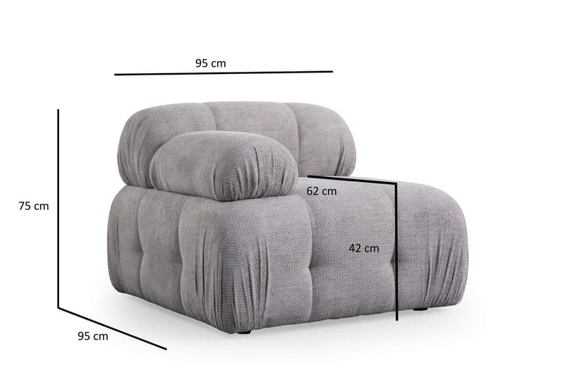 Bengul Sofa med Sjeselong 2-seter - Lys grå - Møbler - Sofaer - Sofaer med sjeselong - 2 seters sofa med divan