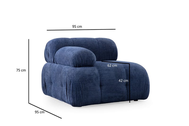 Bengul Sofa med Sjeselong 3-seter - Blå - Møbler - Sofaer - Sofaer med sjeselong - 3 seters sofa med divan