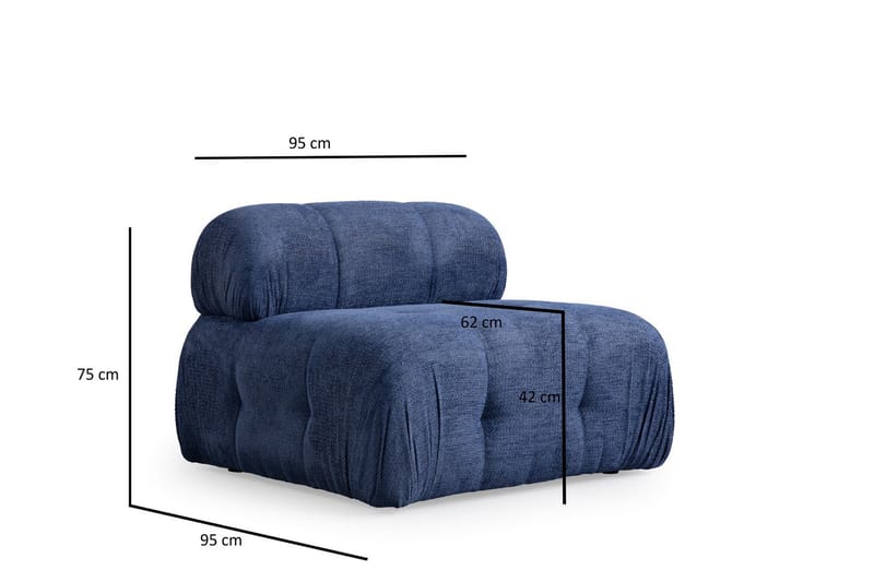 Bengul Sofa med Sjeselong 3-seter - Blå - Møbler - Sofaer - Sofaer med sjeselong - 3 seters sofa med divan