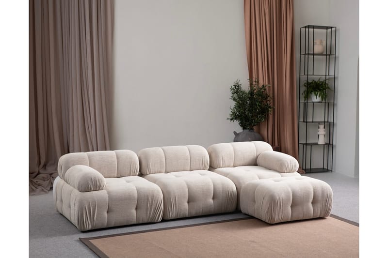 Bengul Sofa med Sjeselong 3-seter - Krem - Møbler - Sofaer - Sofaer med sjeselong - 3 seters sofa med divan