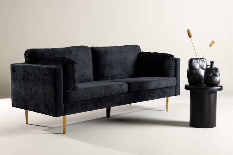 Boom Fløyelssofa 3-seter - Svart - Møbler - Sofaer - 3 seter sofa