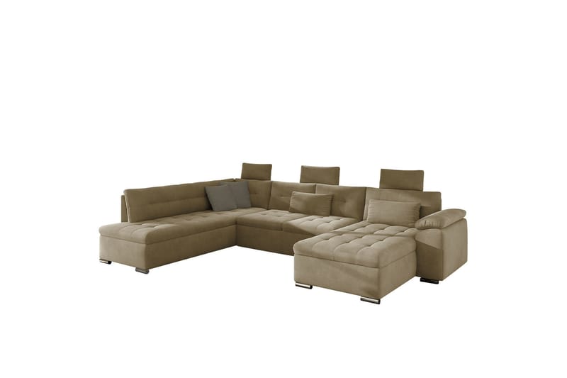 Borgstena Sofa med Sjeselong og Hjørne 4-seter - Beige/Brun - Møbler - Sofaer - Sofaer med sjeselong - 4 seters sofa med divan