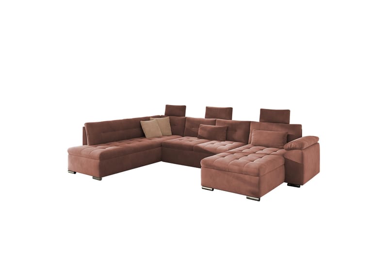 Borgstena Sofa med Sjeselong og Hjørne 4-seter - Brun/Beige - Møbler - Sofaer - Sofaer med sjeselong - 4 seters sofa med divan