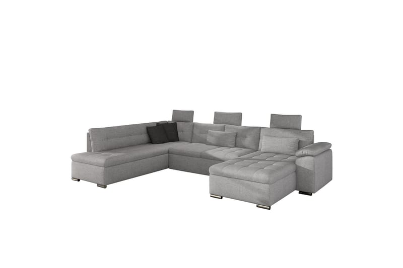 Borgstena Sofa med Sjeselong og Hjørne 4-seter - Grå/Svart - Møbler - Sofaer - Sofaer med sjeselong - 4 seters sofa med divan