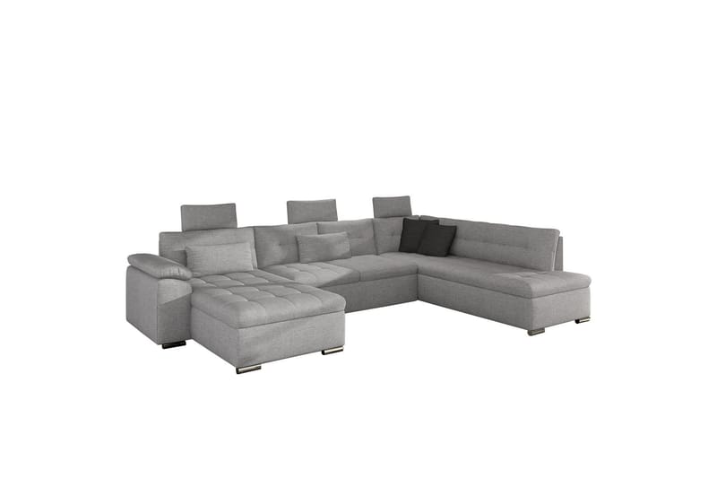 Borgstena Sofa med Sjeselong og Hjørne 4-seter - Grå/Svart - Møbler - Sofaer - Sofaer med sjeselong - 4 seters sofa med divan