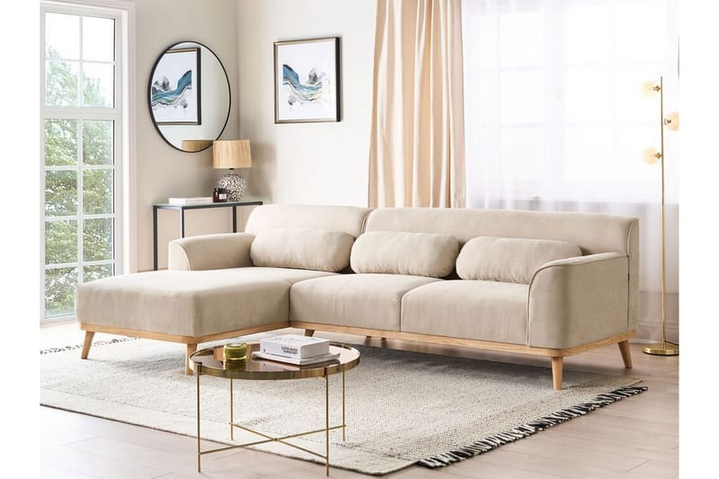 Bree Hjørnesofa 3-seter - Beige/Lyst tre - Møbler - Sofaer - Hjørnesofaer