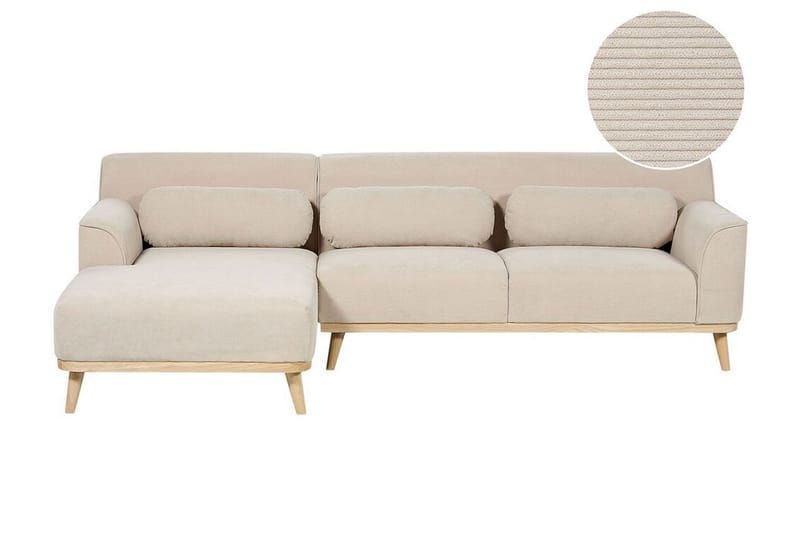 Bree Hjørnesofa 3-seter - Beige/Lyst tre - Møbler - Sofaer - Hjørnesofaer