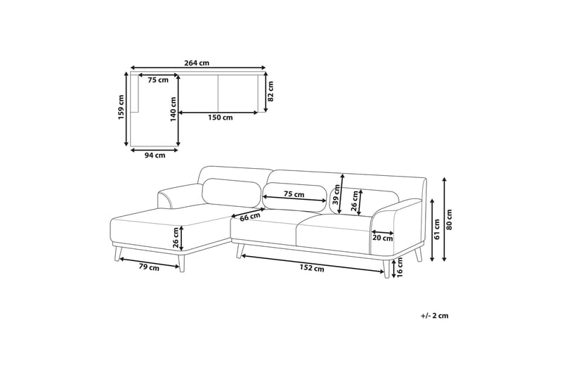 Bree Hjørnesofa 3-seter - Beige/Lyst tre - Møbler - Sofaer - Hjørnesofaer