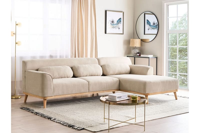 Bree Hjørnesofa 3-seter - Beige/Lyst tre - Møbler - Sofaer - Hjørnesofaer