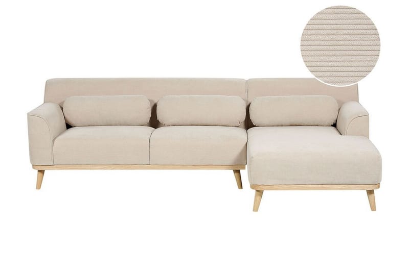 Bree Hjørnesofa 3-seter - Beige/Lyst tre - Møbler - Sofaer - Hjørnesofaer